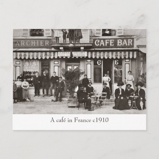 Café in France sepia briefkaart (Voorkant)