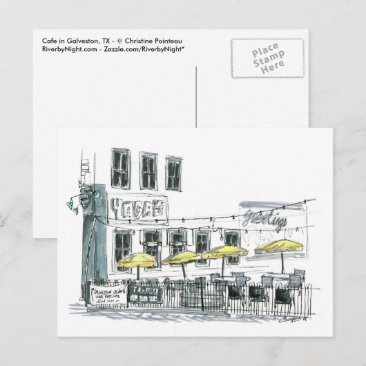 Cafe in Galveston,TX Briefkaart (Voorkant / Achterkant)