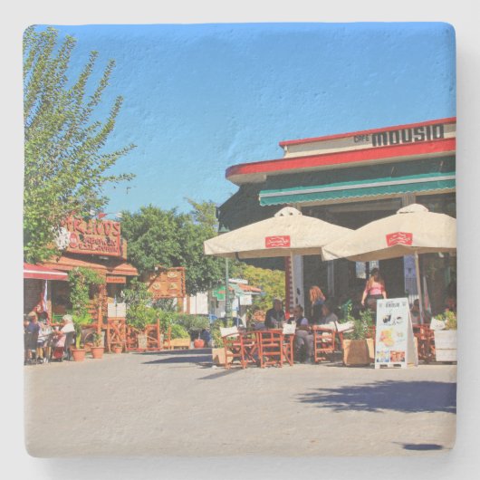 Cafe in Greece Square Onderzetter (Voorkant)