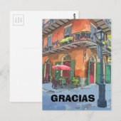 Café in het Franse kwartaal, geef tekst uit Briefkaart (Voorkant / Achterkant)