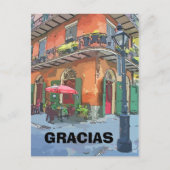 Café in het Franse kwartaal, geef tekst uit Briefkaart (Voorkant)