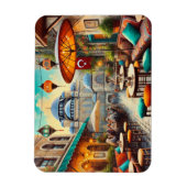 Café in Istanboel Waterverf Schilderij Magneet (Verticaal)