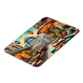 Café in Istanboel Waterverf Schilderij Magneet (Linkerzijde)