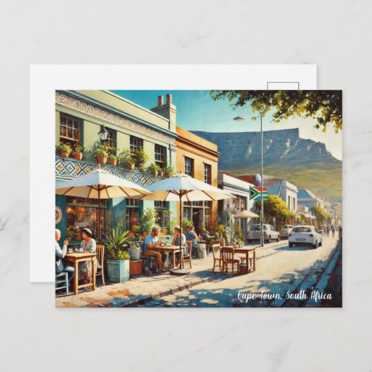 Café in Kaapstad Zuid-Afrika Briefkaart (Voorkant / Achterkant)
