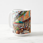 Café in Lagos, Nigeria Koffiemok (Voorkant links)