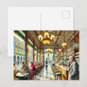 Café in Lissabon Waterverf Briefkaart (Voorkant / Achterkant)