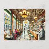 Café in Lissabon Waterverf Briefkaart (Voorkant)