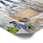 Cafe in London Waterverf Print Poster (Hoek)