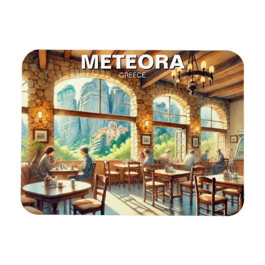 Café in Meteora Griekenland Reislandschap Magneet (Horizontaal)