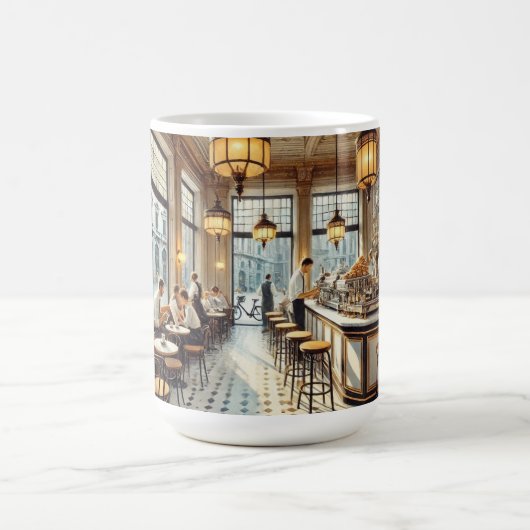 Café in Milaan Waterverf Schilderen Mok (Center)