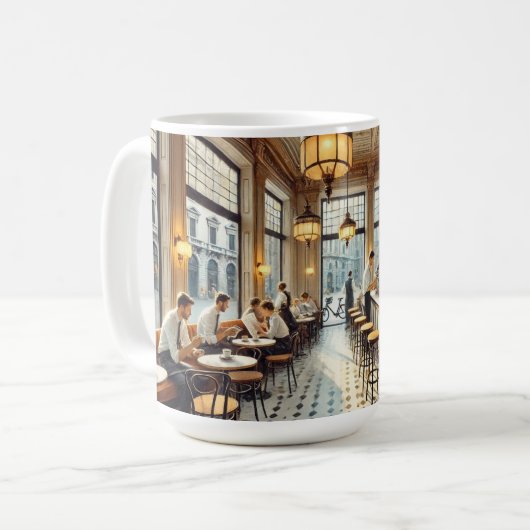 Café in Milaan Waterverf Schilderen Mok (Voorkant links)