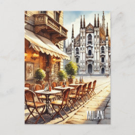 Café in Milaan Waterverf Schilderen Mok Briefkaart