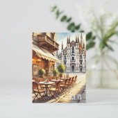 Café in Milaan Waterverf Schilderen Mok Briefkaart (Staand voorkant)