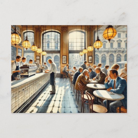 Café in Milaan Waterverf Schilderen Mok Briefkaart (Voorkant)