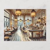 Café in Milaan Waterverf Schilderen Mok Briefkaart (Voorkant)