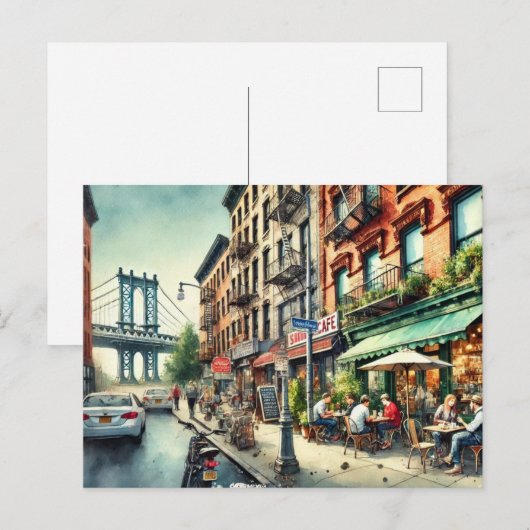 Café in New York Brooklyn Briefkaart (Voorkant / Achterkant)