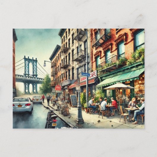 Café in New York Brooklyn Briefkaart (Voorkant)