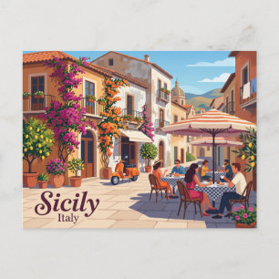 Café in Sicilië Italië Vakantie Briefkaart