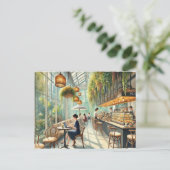 Café in Singapore Waterverf Schilderen Briefkaart (Staand voorkant)