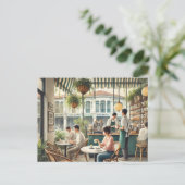 Café in Singapore Waterverf Schilderen Briefkaart (Staand voorkant)