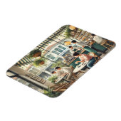 Café in Singapore Waterverf Schilderen Magneet (Linkerzijde)