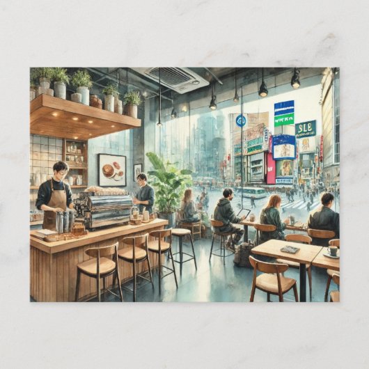 Café in Tokyo Briefkaart (Voorkant)