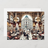 Café in Wenen Oostenrijk Waterverf Schilderkunst Briefkaart (Voorkant / Achterkant)