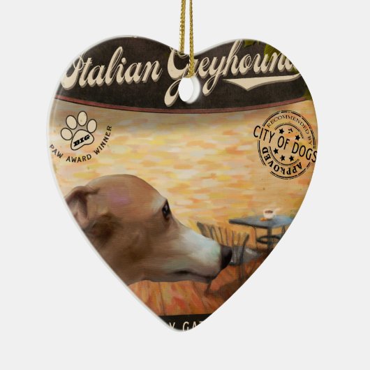 Cafe Italiaanse Greyhound Keramisch Ornament (Rechts)