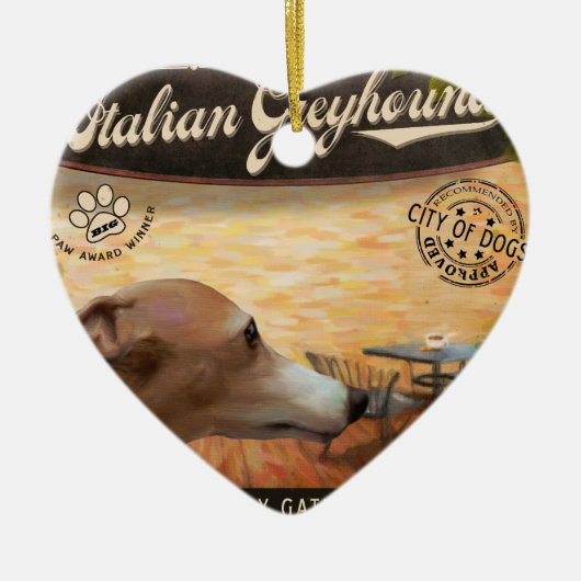 Cafe Italiaanse Greyhound Keramisch Ornament (Voorkant)