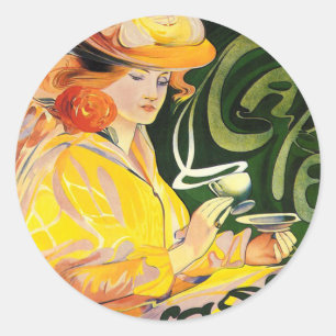 Cafe Jacqmotte ~ Art Nouveau Ronde Sticker