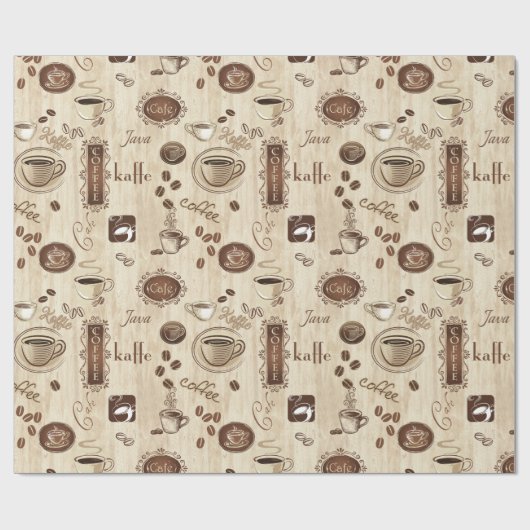 Cafe.  Kaffe!  Koffie! Cadeaupapier (Vlak)