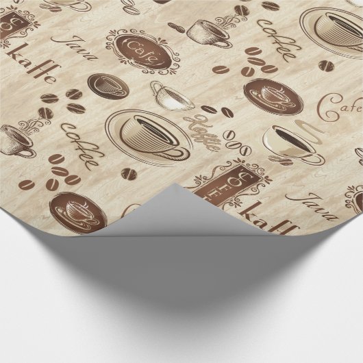 Cafe.  Kaffe!  Koffie! Cadeaupapier (Hoek)