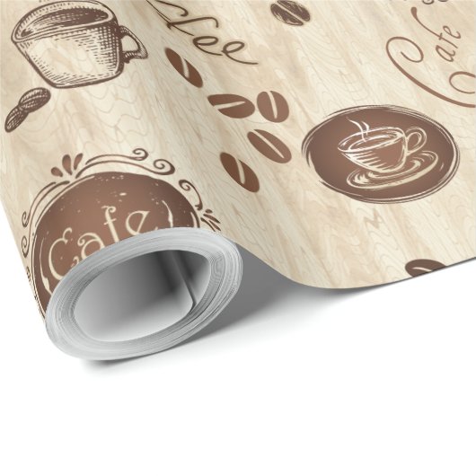 Cafe.  Kaffe!  Koffie! Cadeaupapier (Rol Hoek)