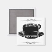 Café Koffiebekerteken zwart-wit Magneet (Voorkant / Achterkant)