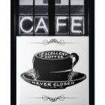 Café Koffiebekerteken zwart-wit Tegeltje<br><div class="desc">Het  koffiebord van café zegt "Uitstekende koffie,  nooit gesloten" op een tekening van een koffie-mok. Gedaan in zwart-wit.</div>