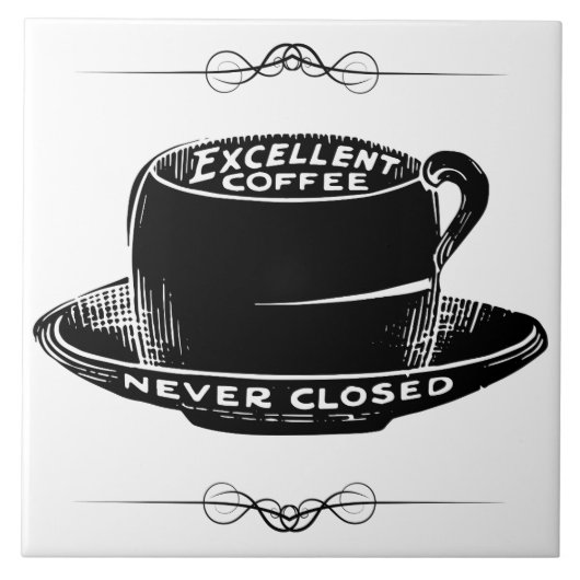  Café Koffiebekerteken zwart-wit Tegeltje (Voorkant)