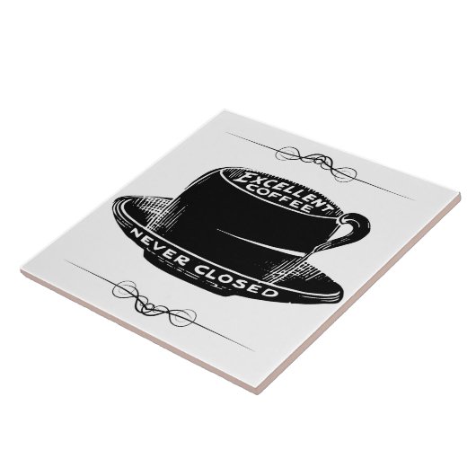Café Koffiebekerteken zwart-wit Tegeltje (Zijkant)