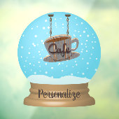 Café koffiebord sneeuw wereldbol raam klampen raamsticker (Vel 3)