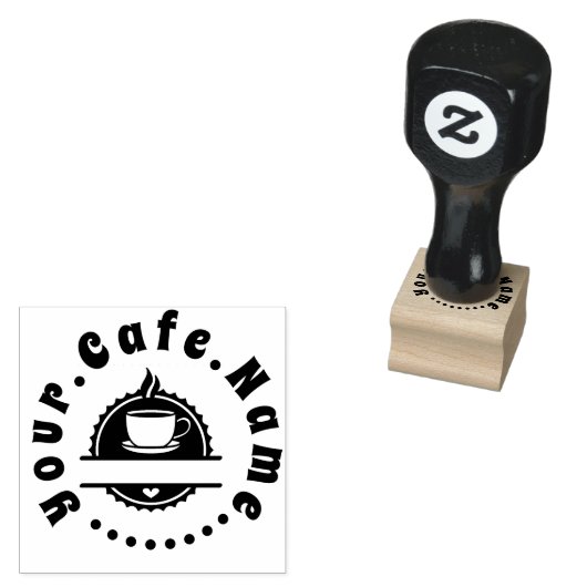 Café koffiekop logo afbeelding rubberstempel (Gestempeld)