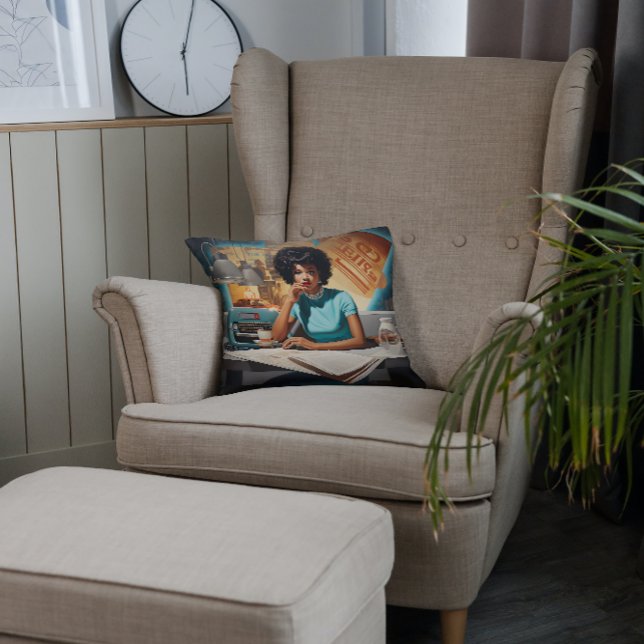 Café Kroniek: Retro Nieuwslezer Kussen (Creator heeft geüpload)