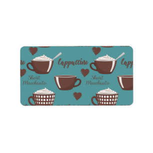 Cafe Latte Cappuccino Bruine Koffiekoppen Crème Etiket