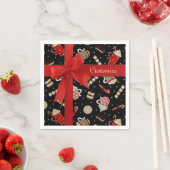 Cafe Latte Kerstmis Coffee Red Ribbon Napkins Servetten (Insitu)