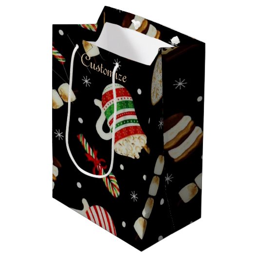 Cafe Latte Kerstmis Koffie Gift Bag Medium Cadeauzakje (Voorkant Gekanteld)