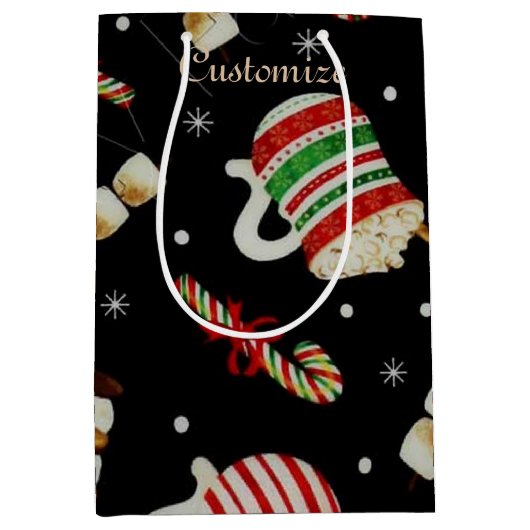 Cafe Latte Kerstmis Koffie Gift Bag Medium Cadeauzakje (Voorkant)