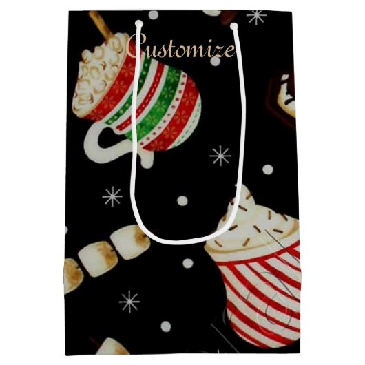 Cafe Latte Kerstmis Koffie Gift Bag Medium Cadeauzakje (Achterkant)