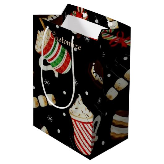 Cafe Latte Kerstmis Koffie Gift Bag Medium Cadeauzakje (Achterkant Gekanteld)