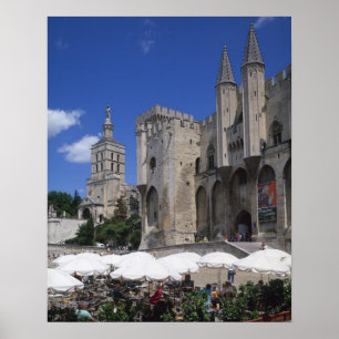 Cafe, Le Palais des Papes, Avignon, Vaucluse Poster