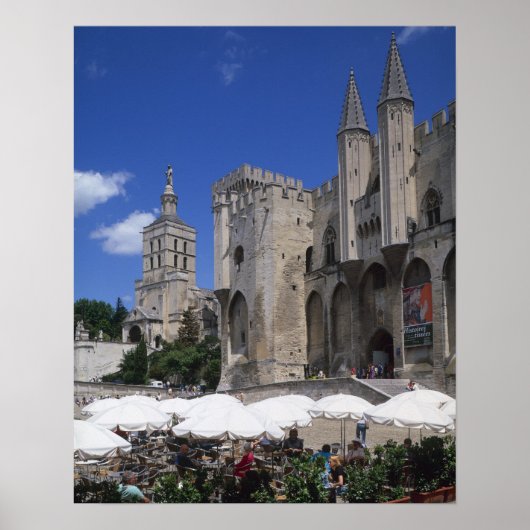 Cafe, Le Palais des Papes, Avignon, Vaucluse, Poster (Voorkant)