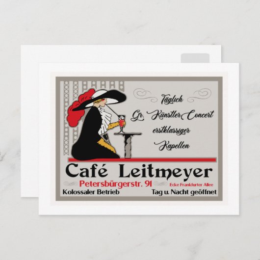 Café Leitmeyer, koffiewinkel in Duitse retro-stijl Briefkaart (Voorkant / Achterkant)