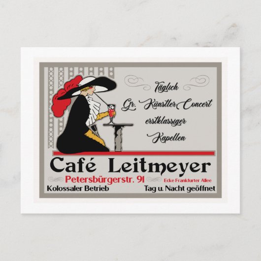 Café Leitmeyer, koffiewinkel in Duitse retro-stijl Briefkaart (Voorkant)
